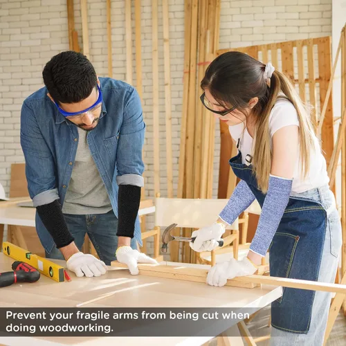Miniatura 5 de Neer 4 pares de mangas protectoras para brazos para piel fina, anticortes, resistentes a quemaduras, funda para antebrazo para cocina y construcción
