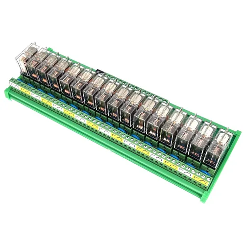 Módulo de interfaz de relé de montaje en carril de 16 canales AC/DC 24V Relé de potencia enchufable PNP NPN SPDT 16A, G2R-1-E