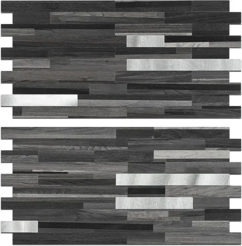 Miniatura 30 de StyloVue 20 hojas para despegar y pegar para cocina, mármol blanco con aspecto de metal plateado que se pega en azulejos para mejorar tu cocina