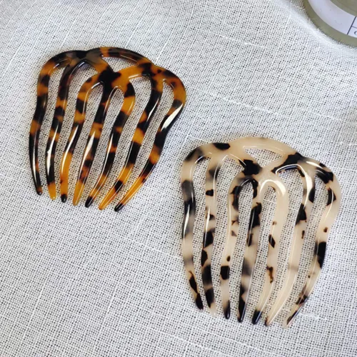 Miniatura 2 de Twist Hair Side Comb Hollow Out 7 Teeth Acetate Antistatic Hairpin Vintage Tortoise for Shell Barrette C