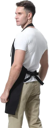 Miniatura 8 de Miracu - Delantales para hombre, mujer, con 3 bolsillos, color negro - Regalos de cumpleaños, día de San Valentín para esposa, marido, mamá, papá