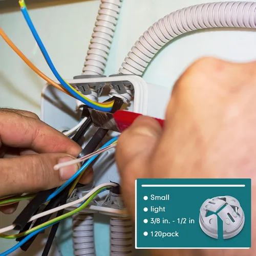 Miniatura 4 de Sintuff 120 piezas 3/8 pulgadas - 1/2 pulg. Conector a presión de botón no metálico a granel gris NM Conector de cable Conector de conducto
