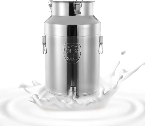 Miniatura 10 de LOYALHEARTDY Lata de leche de 10L/2.64 galones, latas de transporte de leche de acero inoxidable, cubo de vino, jarra, jarra de aceite, barril