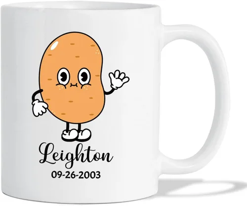 Miniatura 12 de Taza de café blanca personalizada con mano agitada de manzana con nombre de bebé, taza de cerámica personalizada para amantes de la fruta