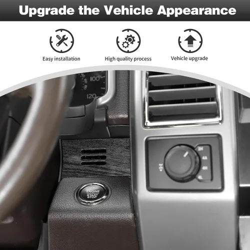 Miniatura 3 de CheroCar Para F150 - Panel de cubierta de consola central, accesorios de decoración para Ford F150 2015-2020, grano de madera negra..