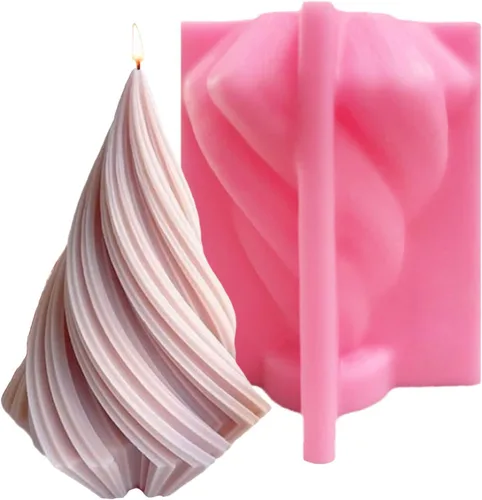 Moldes grandes de silicona en forma de cono en espiral 3D, moldes geométricos de velas para hacer velas, resina y jabón, moldes de chocolate, moldes