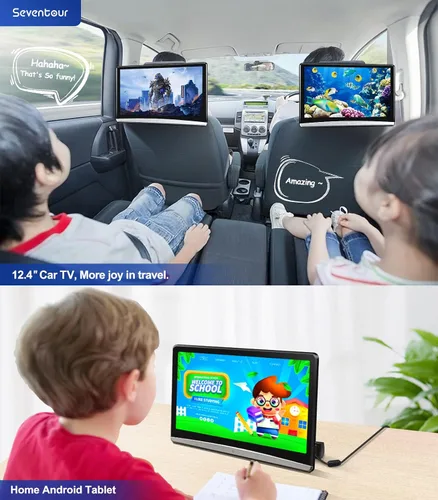 Miniatura 4 de 12.4 pulgadas 4K Android portátil coche TV monitor tableta para asiento trasero, teléfono soporte inalámbrico espejo enlace pantalla táctil