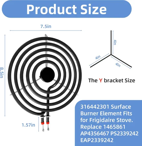Miniatura 2 de 316442301 Quemador Eléctrico para Estufa de 8'' Elemento de Superficie de Bobina (5 Vueltas) por APPLIANCEMATES Repuesto para Elemento de Superficie