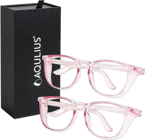 Miniatura 4 de Aqulius 2 Pack Stylish Safety Glasses Goggles, Scratch Resistant, Safety Glasses for Women, Blue Light, Glasses for Nurses Negro / transparente