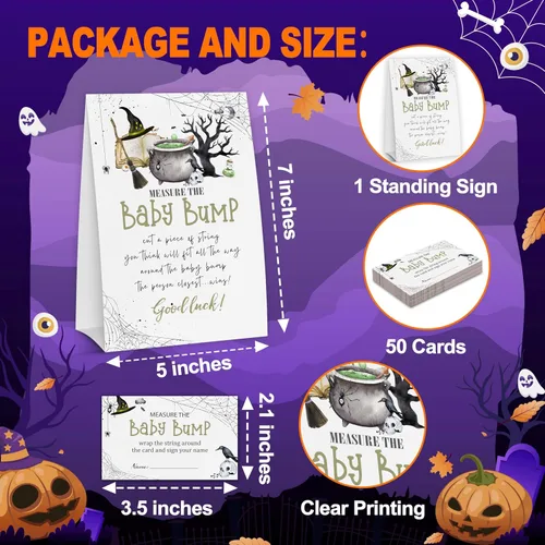 Miniatura 2 de ZIIUFRN Juego de tarjetas de juego para baby shower, mide el juego Baby Bump, 50 tarjetas - Suministros minimalistas de género neutro para niño