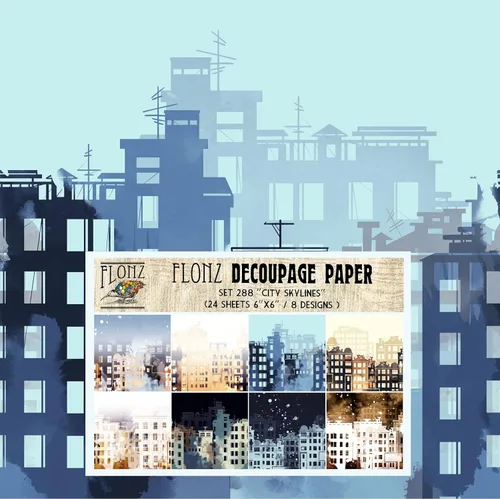 Paquete de papel para decoupage (24 hojas 15x15 cm) # Papel con patrón estilo vintage de paisajes urbanos para decoupage, manualidades y álbumes de