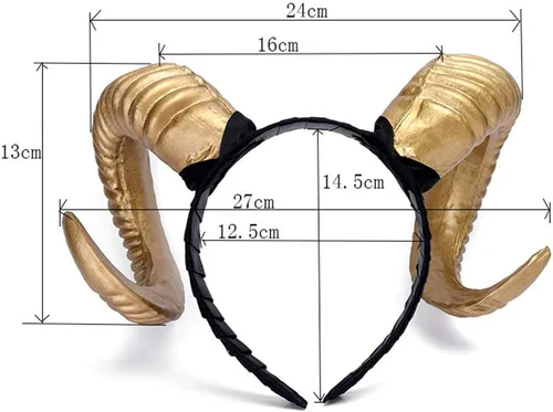 Miniatura 7 de Qhome - Diadema gótica de cuerno de oveja punk, diseño de animales del bosque, fotografía, cosplay, accesorios para fotos steampunk