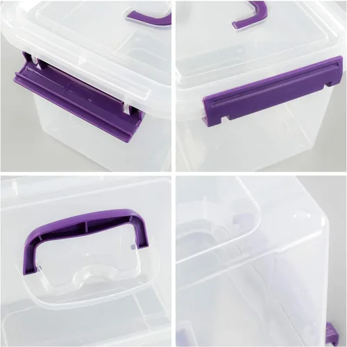 Miniatura 4 de Caja de almacenamiento de plástico de 6 cuartos de galón con tapas y asas, 6 paquetes