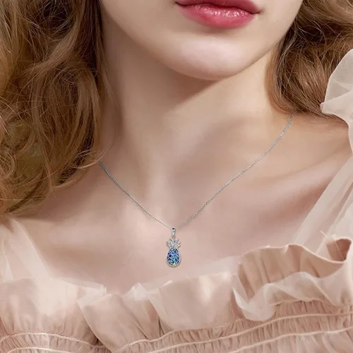 Miniatura 2 de ONEFINITY Collar de plata de ley con dije de piña, regalo de joyería para mujer