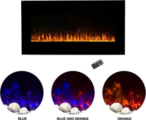Miniatura 4 de Northwest Chimenea eléctrica – Calentador de chimenea de 36 pulgadas montado en la pared con control remoto llamas LED ajustables, temporizador
