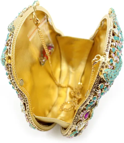 Miniatura 5 de UMREN Lindo bolso de mano de búho para mujer, bolso de noche de cristal, bolso de lujo con diamantes de imitación para boda y fiesta