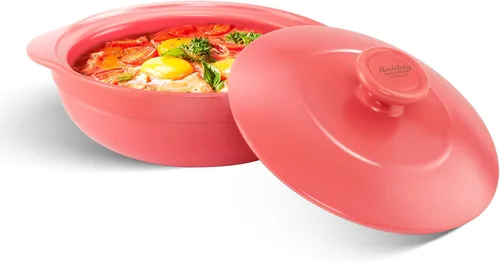 Miniatura 11 de MINH LONG - Horno holandés de porcelana de 2 cuartos con tapa, sin plomo ni cadmio, apto para horno hasta 482 °F, retención de calor, olla de Luna