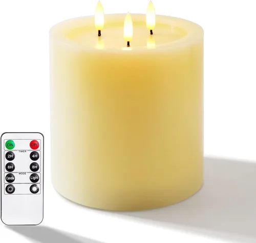 Miniatura 9 de Amagic Velas sin llama extra grandes de 6 x 6 pulgadas con 3 mechas, velas a pilas con control remoto y temporizadores, velas LED de pilar de 6