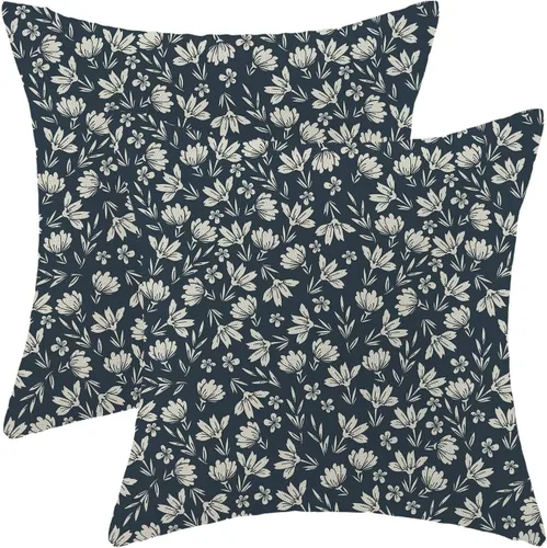Miniatura 26 de Juego de 2 fundas de almohada decorativas para el 4 de julio, 16 x 16 pulgadas, diseño patriótico de estrellas azul marino del Día
