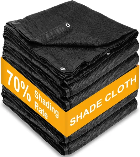 SPORTYOUTH Tela de sombra, 70% negro, cubierta de protección solar para patio, lona de malla de 6 x 50 pies con ojales, resistente a los rayos UV