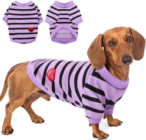 Miniatura 40 de Camiseta a rayas para perros y gatos, chaleco de algodón para primavera, verano, para mascotas, adecuada para mascotas pequeñas y medianas y Amarillo