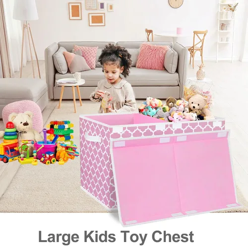 Miniatura 6 de homyfort Caja de juguetes para niñas, niños – Organizadores grandes de cofre de juguetes y cajas de almacenamiento con tapa abatible y divisor