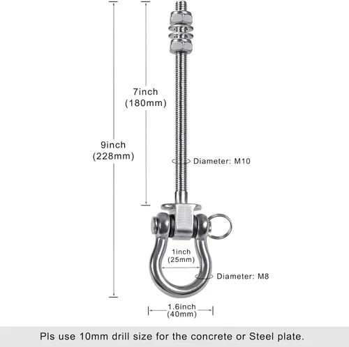 Miniatura 6 de BeneLabel Ganchos de columpio resistentes con rodamientos, juego de 6 herrajes de acero inoxidable 304 para vigas de madera y metal, ideal para 6