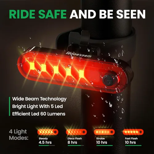 Miniatura 4 de Bike Lights Front and Back for Night Riding, USB-C Rechargeable Bicycle Headlight and Taillight Set, Waterproof, 12+6 Modes, Powerful Front and Rear