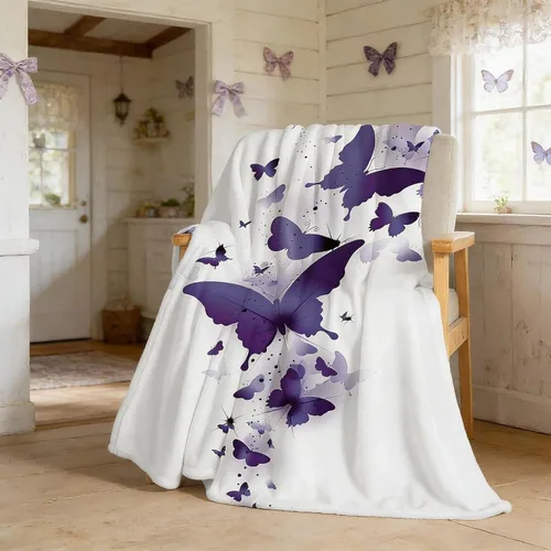 Manta de mariposa morada para niñas y niños, regalos de mariposa de cumpleaños de primavera para hija nieta, manta de franela suave para cama