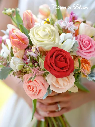 Miniatura 4 de MACTING Flores de rosas artificiales 30 piezas, flores artificiales con tallo, rosas de espuma suave de tacto real para regalos del día de San