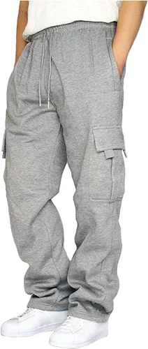 Miniatura 2 de Pantalones cargo para hombre, cintura elástica, con cordón, ajuste relajado, pantalones de senderismo, pantalones casuales de trabajo, pantalones