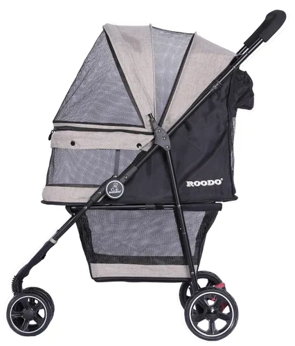 Miniatura 7 de ROODO Cochecito de 3 ruedas para perros y gatos, ligero, plegable, compacto, portátil, todo terreno, equipo de viaje, cachorro, gatito, cochecito