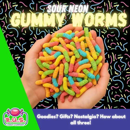 Miniatura 6 de Gusanos de gomita de neón ácidos, bolsa de 16 onzas, caramelos de gomitas ácidas picantes, gusanos de caramelo masticables sin gluten, gusanos