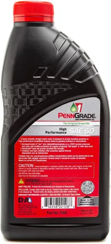 Miniatura 8 de PENN GRADE 1, 71166, aceite monogrado de alto rendimiento SAE 60, 1 cuarto de galón (paquete de 12)