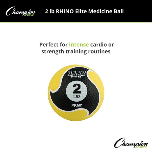 Miniatura 5 de Champion Sports Rhino Elite Medicine Ball – Textured Surface, Superior Grip, Hollow Synthetic Rubber for Consistent Bounce & Durability, Multiple