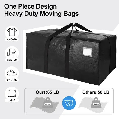 Miniatura 5 de VELVETSURE Paquete de 12 bolsas de mudanza extra grandes resistentes con correas de mochila, asas fuertes y cremalleras, bolsas de almacenamiento