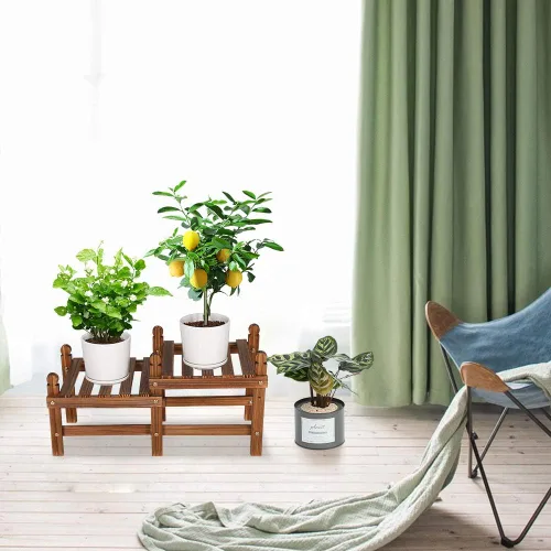 Miniatura 7 de Soporte de madera para flores, soporte pequeño para plantas de interior y exterior, estante de ventana baja para plantas, alféizar de ventana
