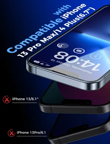Miniatura 2 de MAGIC JOHN Paquete de 2 protectores de pantalla de vidrio templado para iPhone 13 Pro Max/iPhone 14 Plus de 6.7 pulgadas, instalación automática