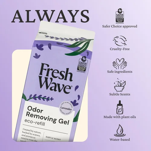 Miniatura 4 de Fresh Wave Recambio de gel eliminador de olores de lavanda, 63 onzas. Absorbedores de olores más seguros para el hogar, eliminador de olores natural