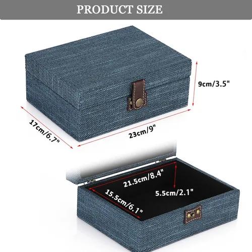 Miniatura 4 de Hipiwe Caja del cofre del tesoro, caja de joyería decorativa de madera con cierre, caja de recuerdos, caja rectangular organizadora de joyas, caja