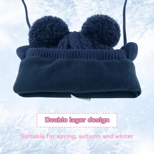 Miniatura 37 de Duoyeree Gorro de invierno para niños pequeños con solapa para las orejas, bufanda gruesa y cálida gorra de calavera para niños y niñas