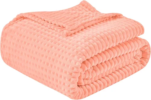 Miniatura 39 de EMME Manta de vellón, manta jacquard 3D para sofá y cama, manta suave, acogedora y esponjosa, ligera, de franela de lujo con diseño de cuadrícula