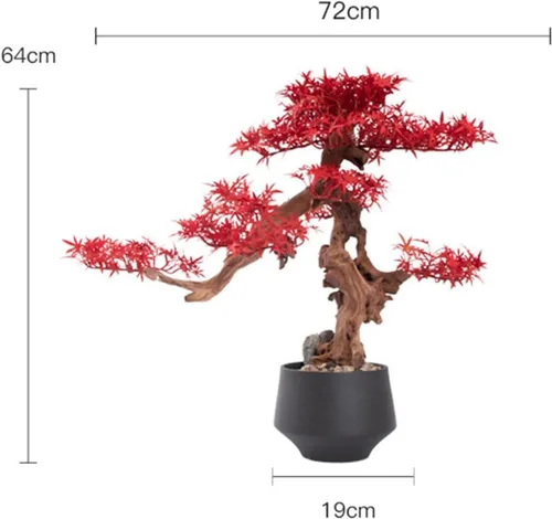 Miniatura 2 de Árboles artificiales, árbol bonsái artificial en maceta, plantas de pino en maceta, árbol artificial de hoja, bonsái de arce rojo, decoración