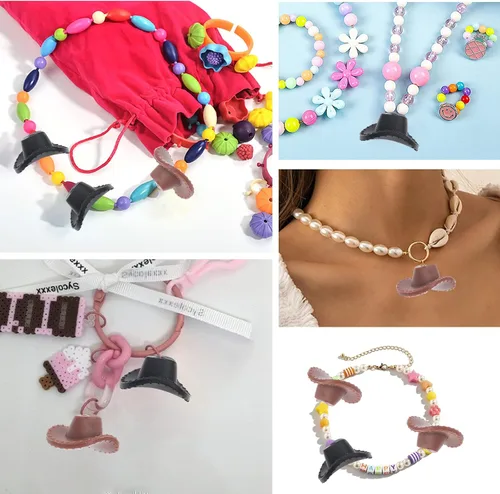 Miniatura 6 de CHGCRAFT 16 cuentas de silicona de 2 colores para sombrero, cuentas espaciadoras sueltas de silicona, dijes para manualidades, collares, pulseras