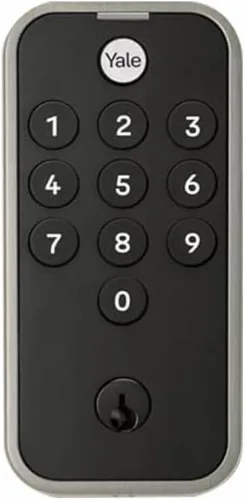 Miniatura 5 de Cerradura Yale de níquel satinado con teclado de código y cerrojo de seguridad para puerta delantera de entrada sin llave, YED210-NR-619