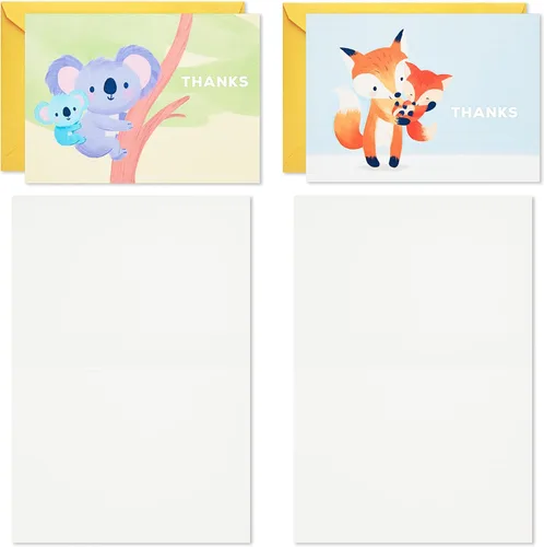 Miniatura 4 de Hallmark Surtido de tarjetas de agradecimiento para baby shower, animales bebés