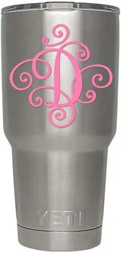 Miniatura 56 de Monogram - Calcomanía troquelada/vinilo adhesivo. Haga clic para opciones de color/letra. Disponible en cuatro colores y todas las letras de la A