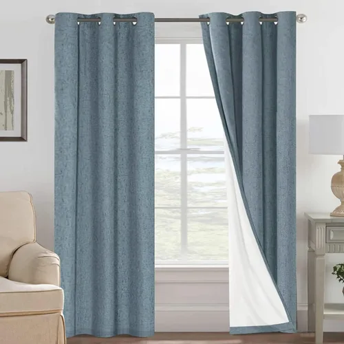 Miniatura 42 de H.VERSAILTEX Cortinas opacas de lino de 72 pulgadas de largo, 100% absolutamente opacas, con aislamiento térmico, con textura de lino, cortinas