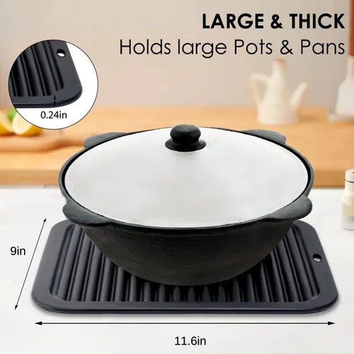Miniatura 4 de Salvamanteles de silicona para ollas y sartenes calientes, paquete de 3 soportes resistentes al calor para cocina, tapete de silicona grande