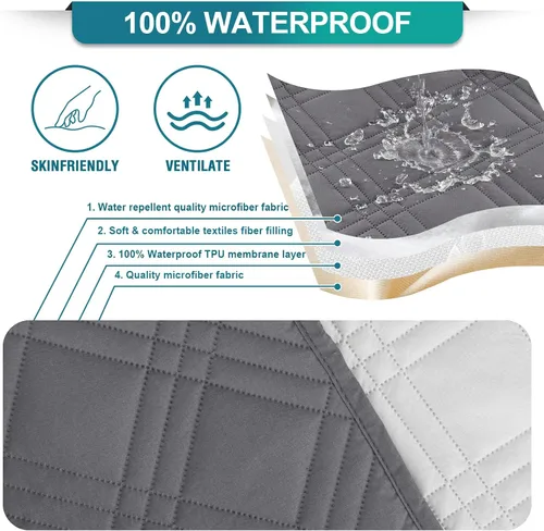 Miniatura 3 de Turquoize Fundas impermeables para reposabrazos de sillas y sofás, 2 unidades, protectores de brazo para sofá con bolsillo lateral, protector